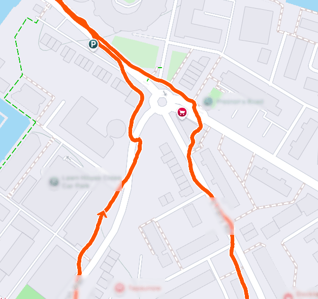 GNSS track in urban environment