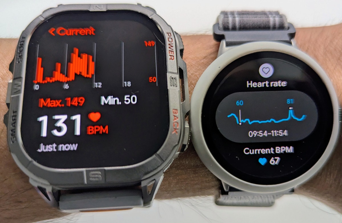 K72 heart rate monitoring vs Pixel Watch 2